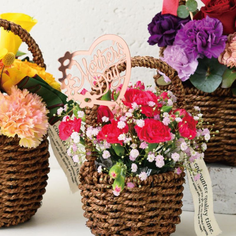 贈答用飾り 母ノ日アクリルフラワーピック-4 シャインピンク(10本) ヘッズ