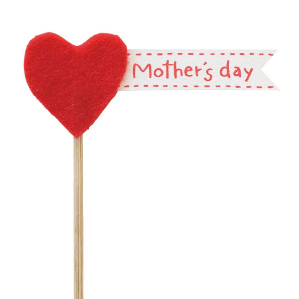 贈答用飾り 母ノ日フラワーピック-2 フェルトハート(30本) ヘッズ