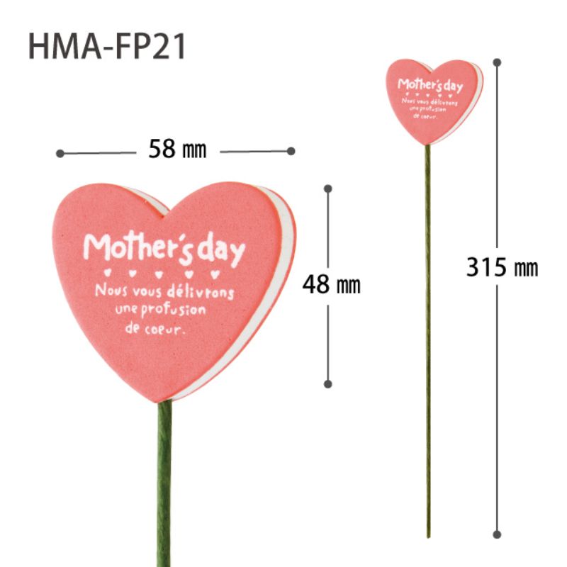 贈答用飾り 母ノ日フラワーピック-21 ハート(30本) ヘッズ