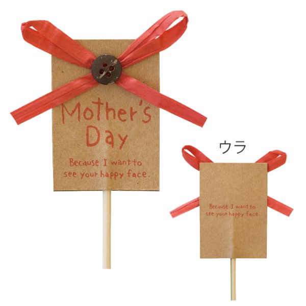 贈答用飾り 母ノ日フラワーピック-3 クラフト(30本) ヘッズ