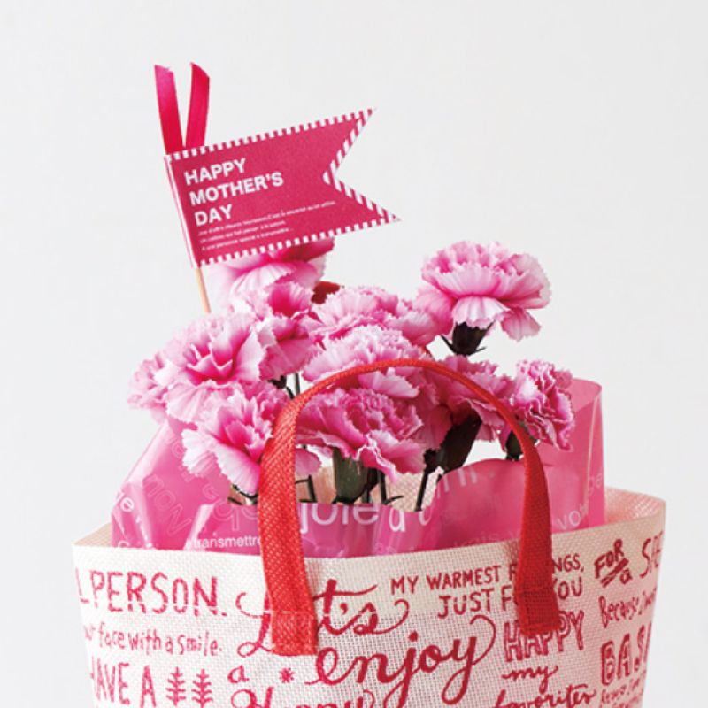 贈答用飾り 母ノ日フラワーピック-31 ストライプフラッグ(30本) ヘッズ