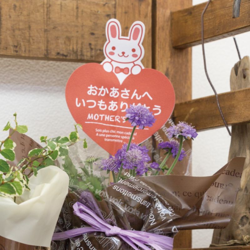 贈答用飾り 母ノ日フラワーピック-33 ウサギ(20本) ヘッズ