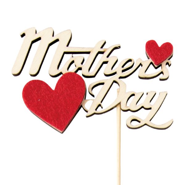 贈答用飾り 母ノ日フラワーピック-40 レーザーウッド(10本) ヘッズ