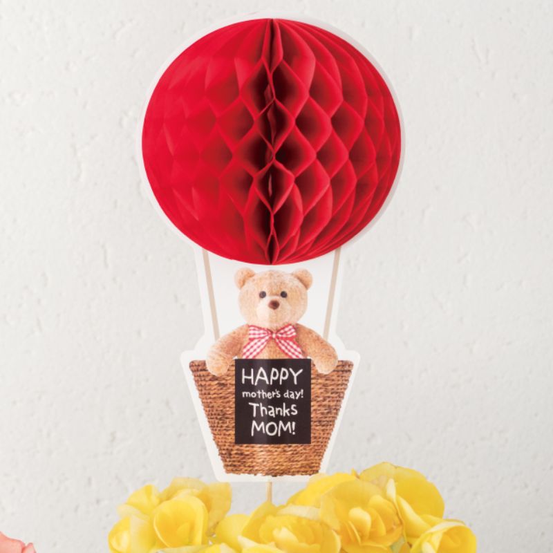 贈答用飾り 母ノ日フラワーピック-52 ハニカム気球(10本) ヘッズ