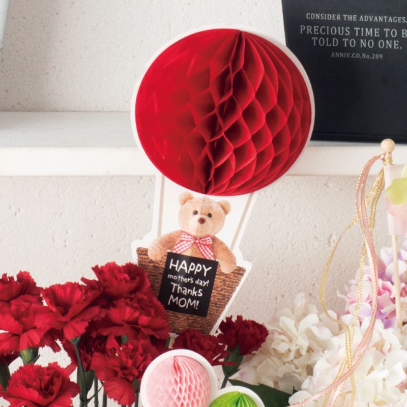 贈答用飾り 母ノ日フラワーピック-52 ハニカム気球(10本) ヘッズ