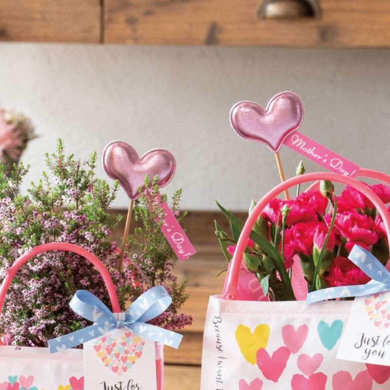 贈答用飾り 母ノ日フラワーピック-56 ピンククッション(10本) ヘッズ