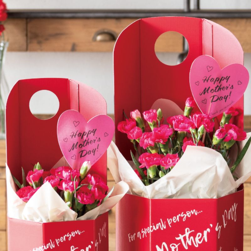 贈答用飾り 母ノ日フラワーピック-57 ピンクハート(10本) ヘッズ