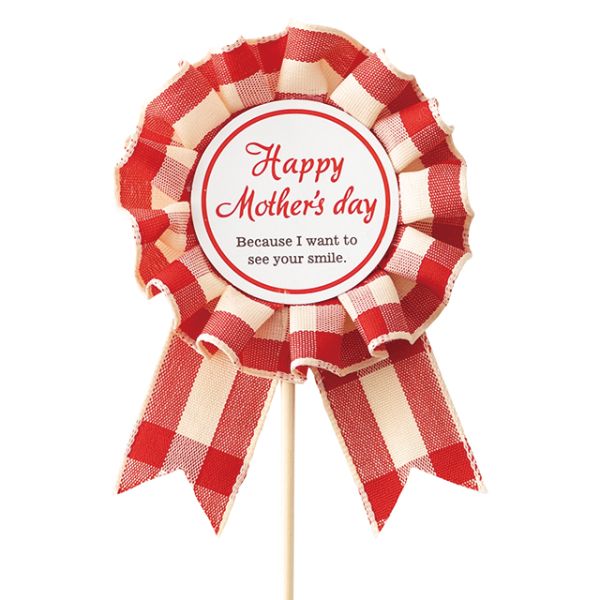 贈答用飾り 母ノ日フラワーピック-66 ロゼットチェック(10本) ヘッズ