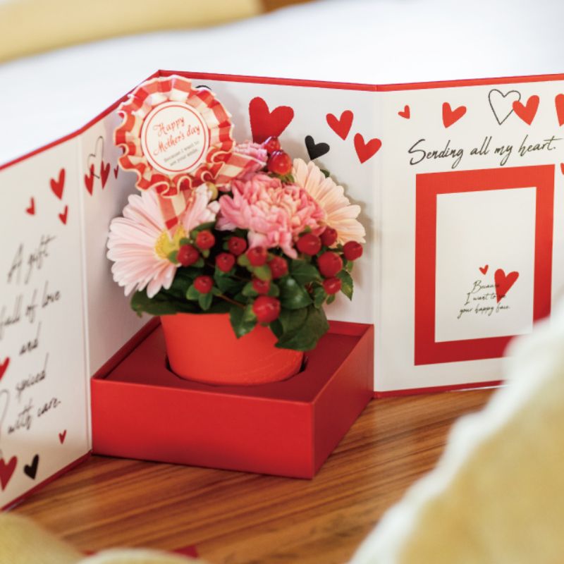 贈答用飾り 母ノ日フラワーピック-66 ロゼットチェック(10本) ヘッズ