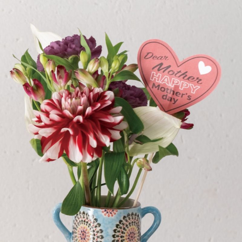 贈答用飾り 母ノ日フラワーピック-67 ハート(10本) ヘッズ