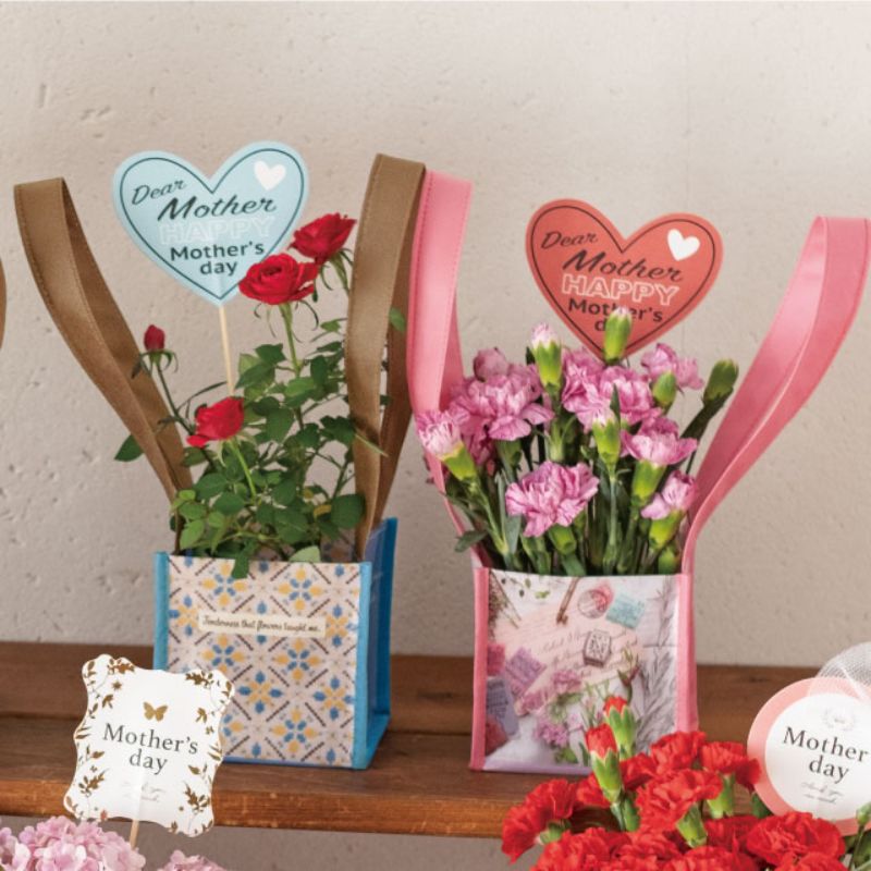 贈答用飾り 母ノ日フラワーピック-67 ハート(10本) ヘッズ