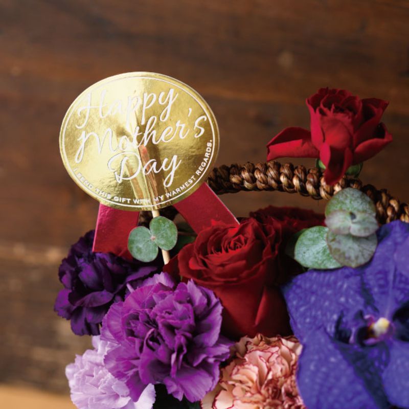 贈答用飾り 母ノ日フラワーピック-76 ゴールド(10本) ヘッズ