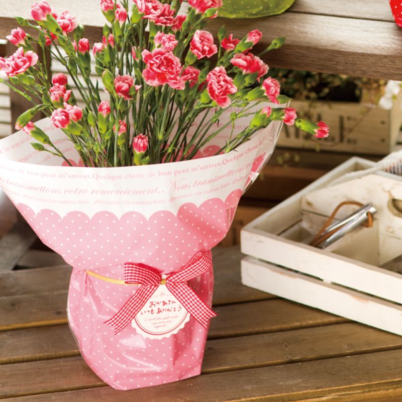 贈答用飾り 母ノ日ワンタッチタッグ付ゴムリボン-1 レッド(20個) ヘッズ