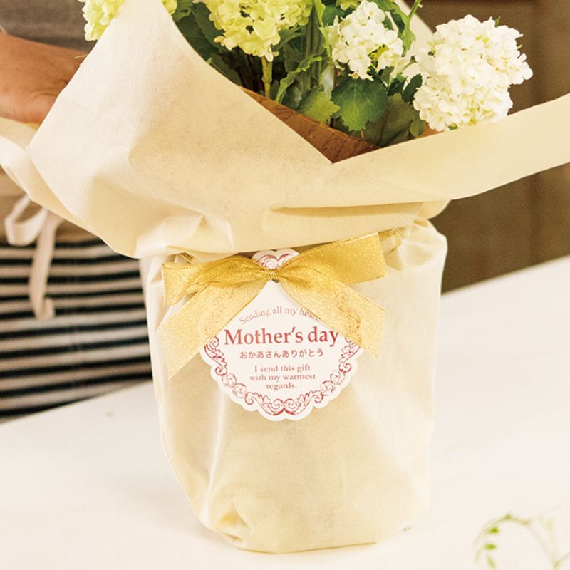 贈答用飾り 母ノ日ワンタッチタッグ付ゴムリボン-5 金L(20個) ヘッズ