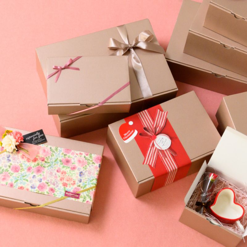 ギフト箱 無地シャンパンピンクギフトボックス-4(10枚) ヘッズ