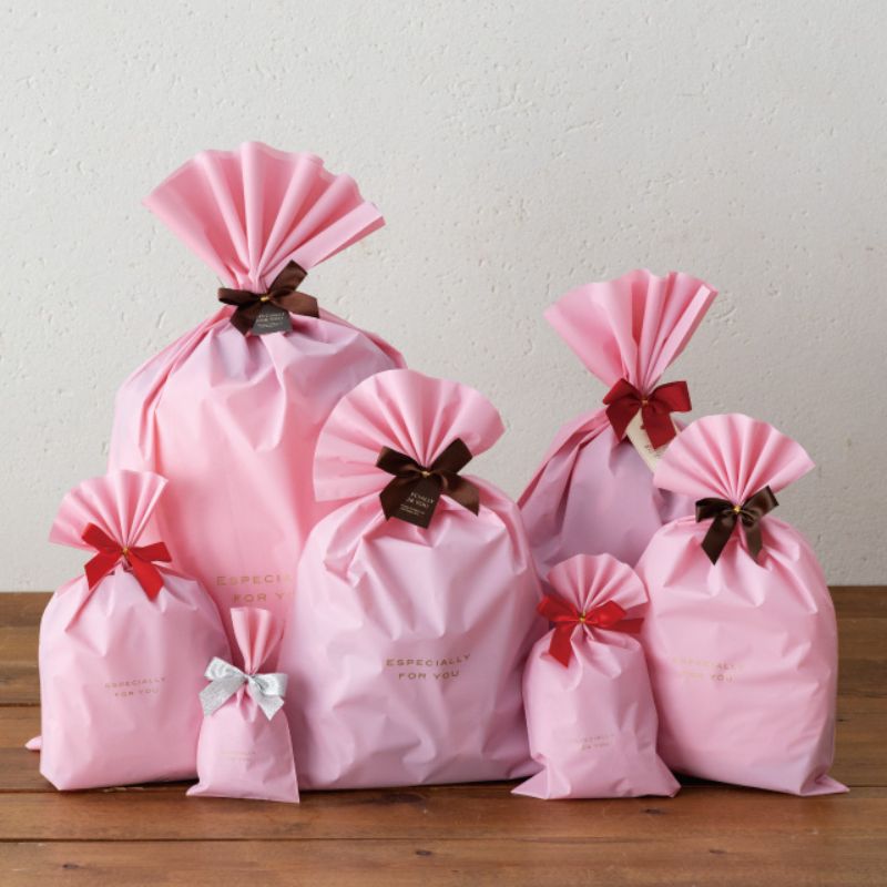 ラッピング用品 梨地バッグピンク-LM(30枚) ヘッズ