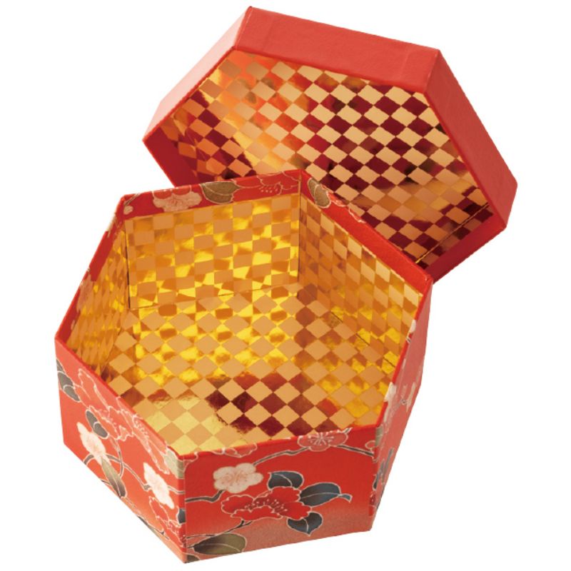 ギフト箱 和風六角貼箱-M(4個) ヘッズ