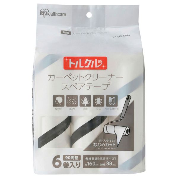 IRIS 572606 トルクル カーペットクリーナースペアテープ6Pななめカット ホワイト アイリスオーヤマ