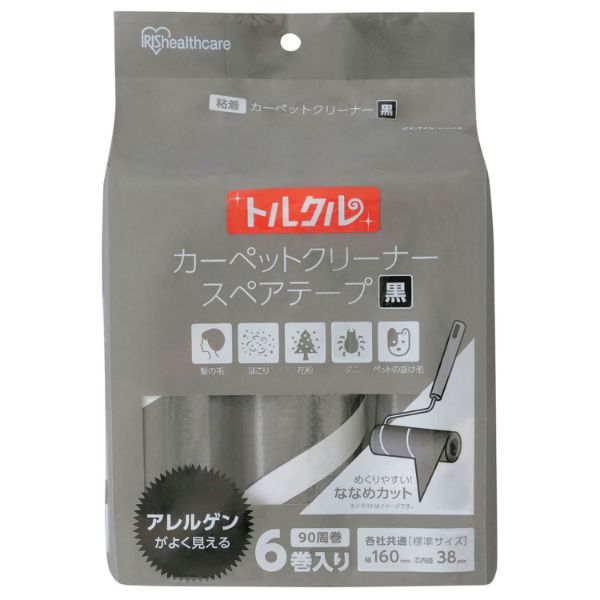 IRIS 572607 トルクル カーペットクリーナースペアテープ6Pななめカット ブラック アイリスオーヤマ