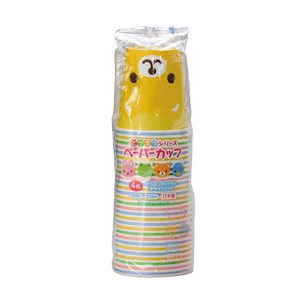 紙コップ どうぶつペーパーカップ(4柄アソート)30個入 アートナップ