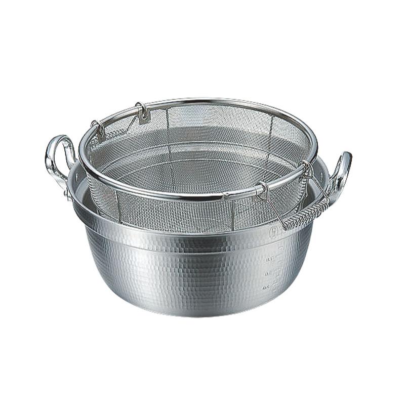 調理用品 18-8揚げザル(手付)37cm