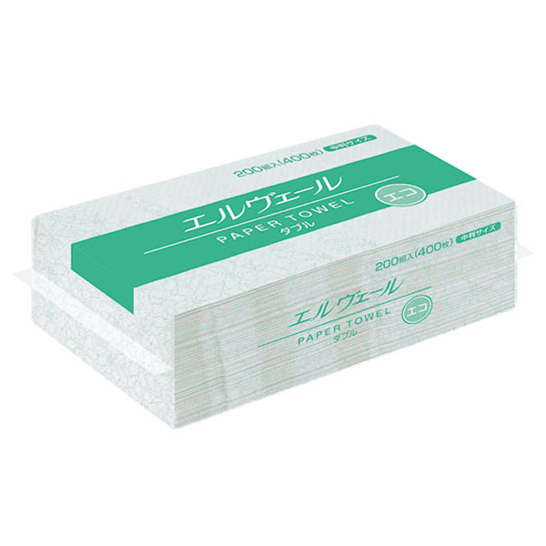 エルヴェール ペーパータオルエコ W 200組(中判)30束