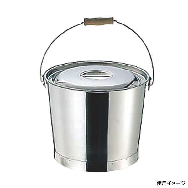 18-8プレスバケツ 10L(木柄取手) 大屋金属