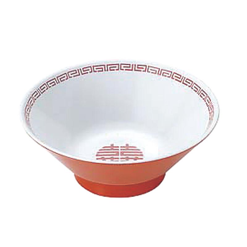 メラミン食器 瑞祥 CA-14 新形たんめん丼 白/赤 エンテック