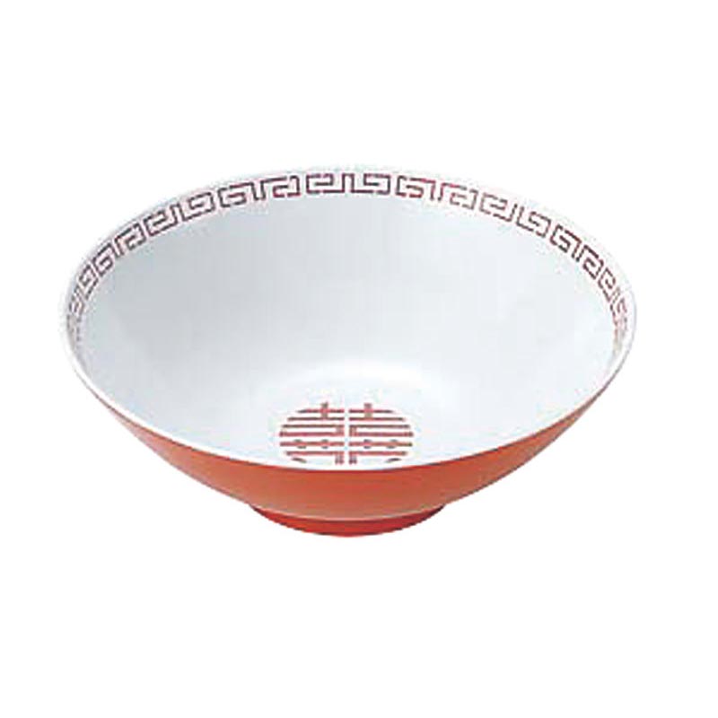 メラミン食器 瑞祥 CA-11 中華丼(丸形) 白/赤 エンテック
