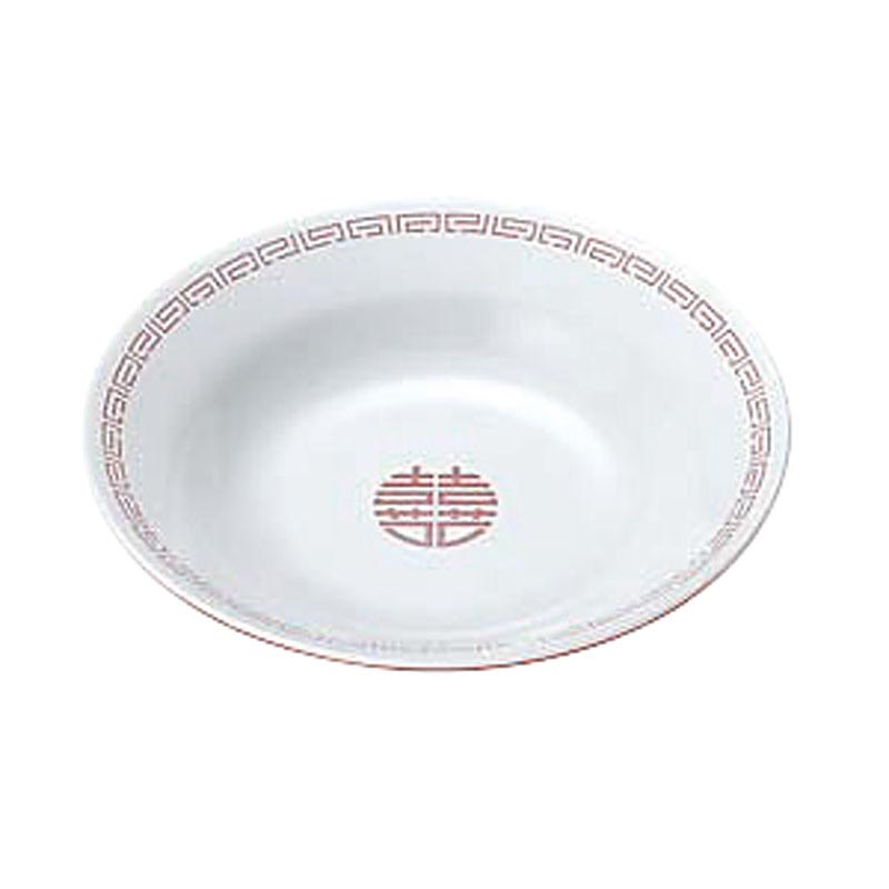 メラミン食器 瑞祥 CA-19 新形冷麺皿 白/赤 エンテック