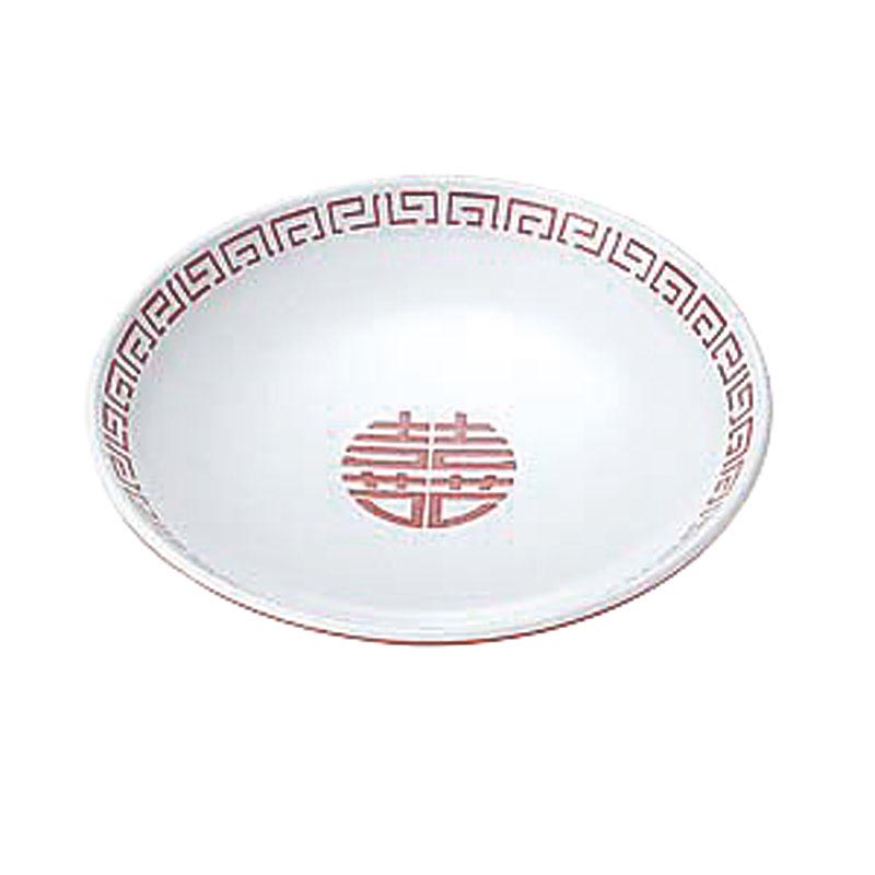 メラミン食器 瑞祥 CA-42 中華取皿 白/赤 エンテック
