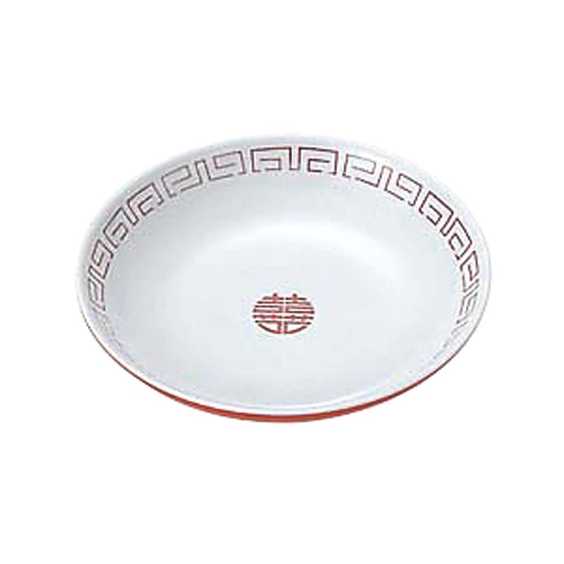 メラミン食器 瑞祥 CA-41 中華小皿 白/赤 エンテック