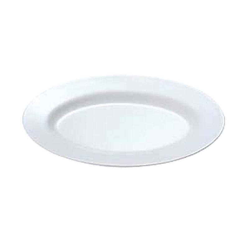 メラミン食器 No.38AW 小判皿 リム型 10吋 (白) エンテック