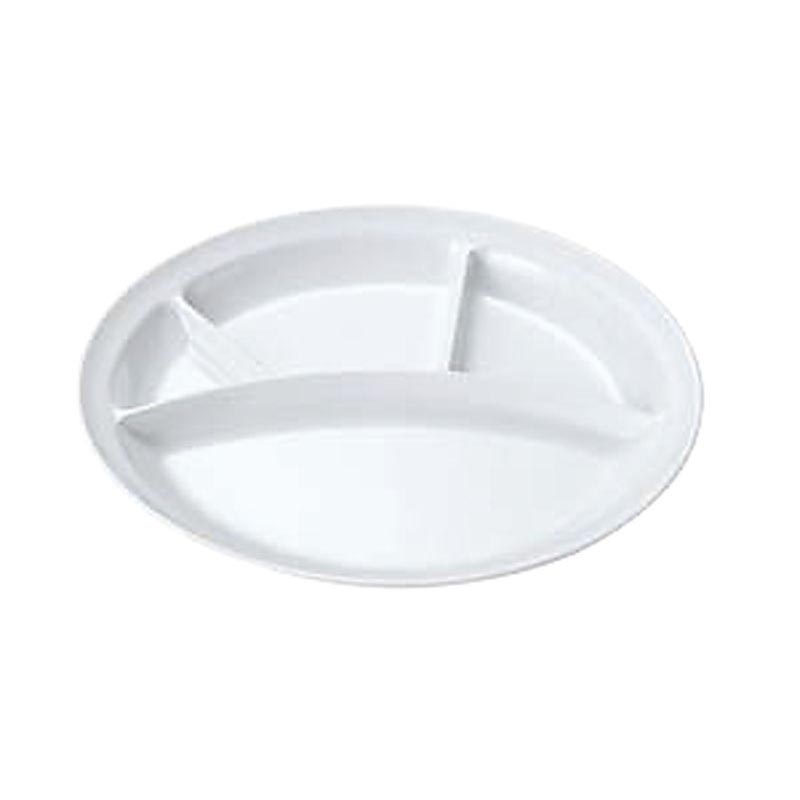 メラミン食器 No.56W 丸ランチ皿(新型)3ツ切 (白) エンテック