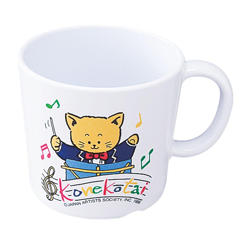 メラミン食器 お子様コップ L-115B 片手コップ(大) こねこたい ブルー エンテック