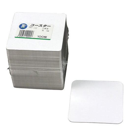 カンダ 店舗備品 No.105 白無地角コースター90×90(1mm)100枚入