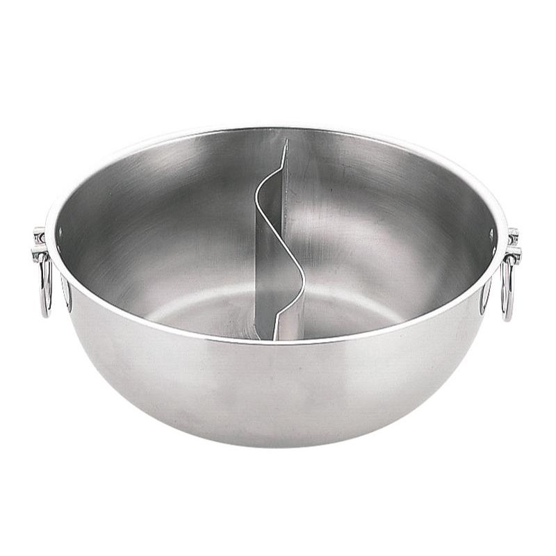 卓上用品 UK 18-0 しゃぶしゃぶ鍋(仕切付) 25cm 蓋なし