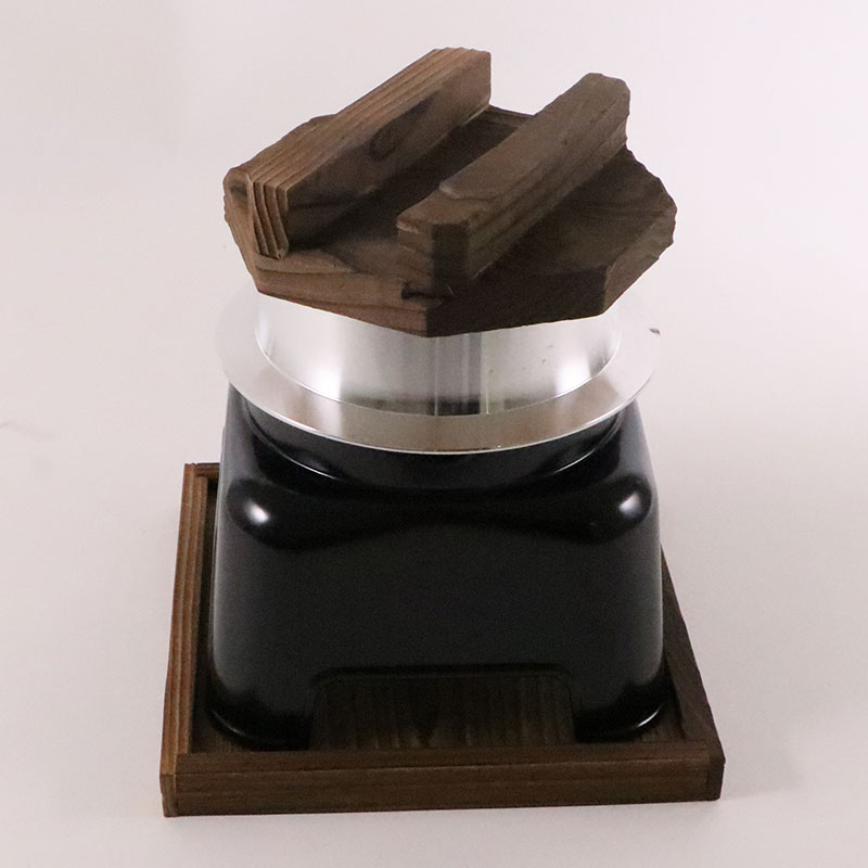 テーブル用品 釜飯カマドセット黒 箱入り 釜内寸φ115