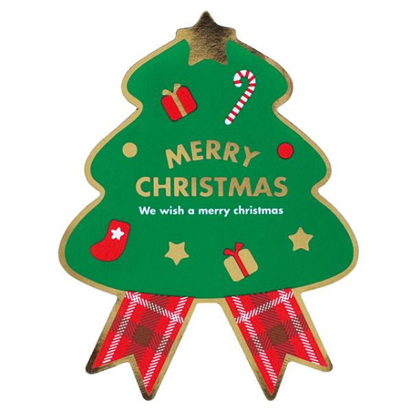 ミニサンタリボン型ギフトシール ツリー(100枚) ヘッズ