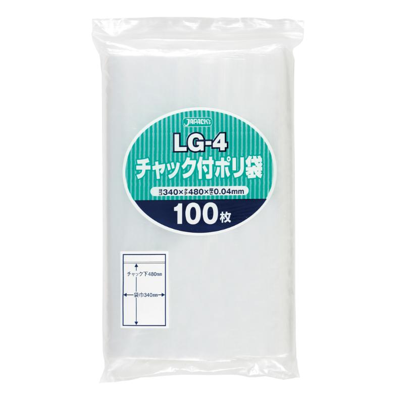 LG-4 チャック付ポリ透明100枚 ジャパックス