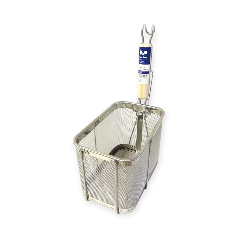 調理用品 TS 30123 木柄角てぼ 深型タテ (冷凍麺てぼ 縦型)