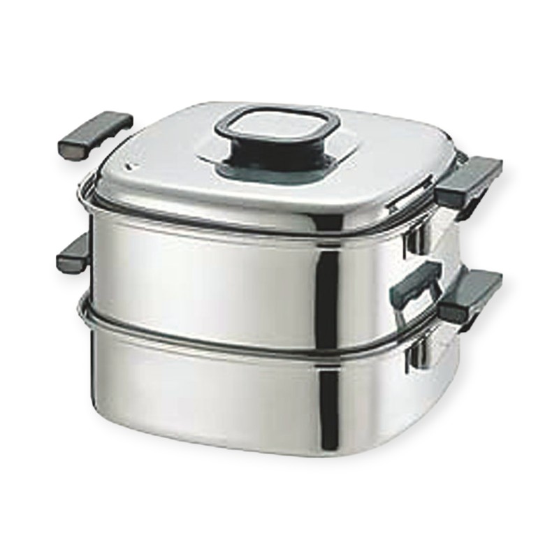 調理用品 PE 18-0角蒸器 2段 24cm 240x240