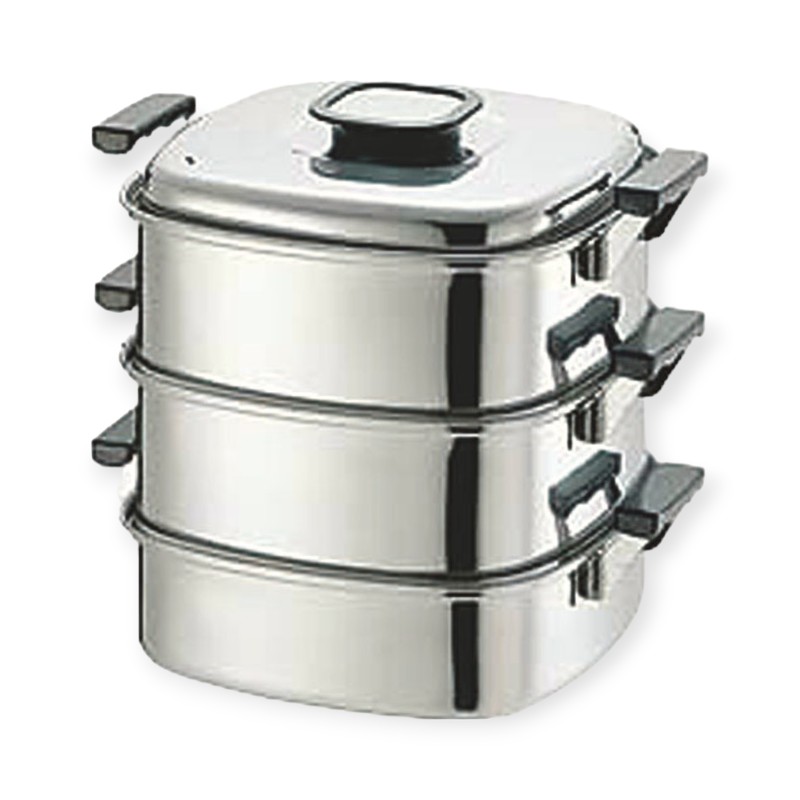 調理用品 PE 18-0角蒸器 3段24cm 240x240
