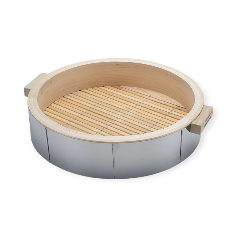調理用品 桧 ステン巻 中華セイロ 身 54xH12cm 取手付 補強P3本付