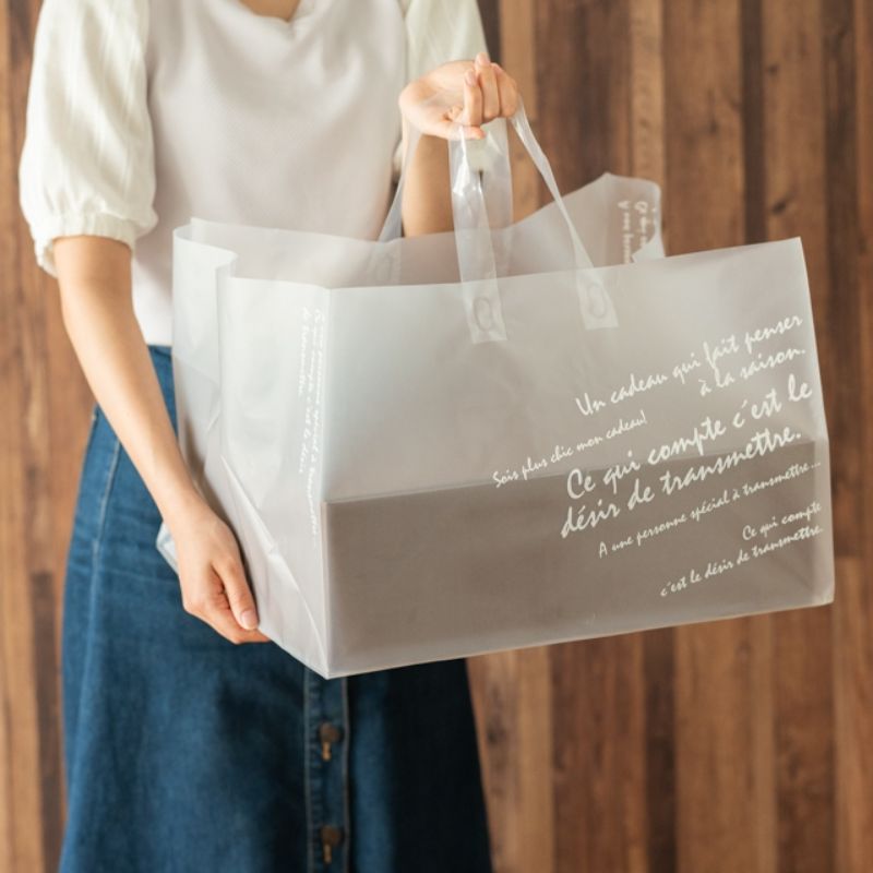 ポリ手提げ ワイド型フロストバッグ-4(10枚) ヘッズ