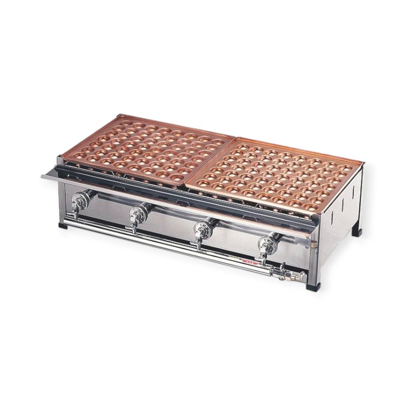 調理機器 銅たこ焼台 4連セット LP B(18穴×4枚)