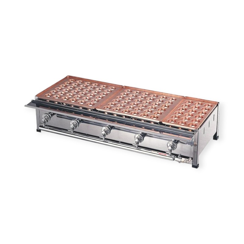 調理機器 銅たこ焼台 5連セット LP C(56穴×2枚・28穴×1)