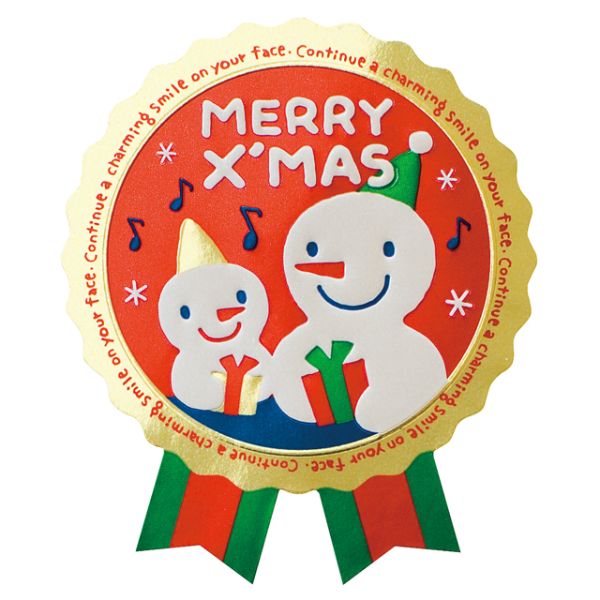 スノーマンリボン型シール-4(100枚) ヘッズ