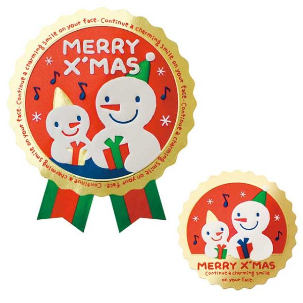 スノーマンリボン型シール-4(100枚) ヘッズ
