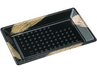刺身容器 ひら皿-240(V) 本体 黒ふで金 エフピコ